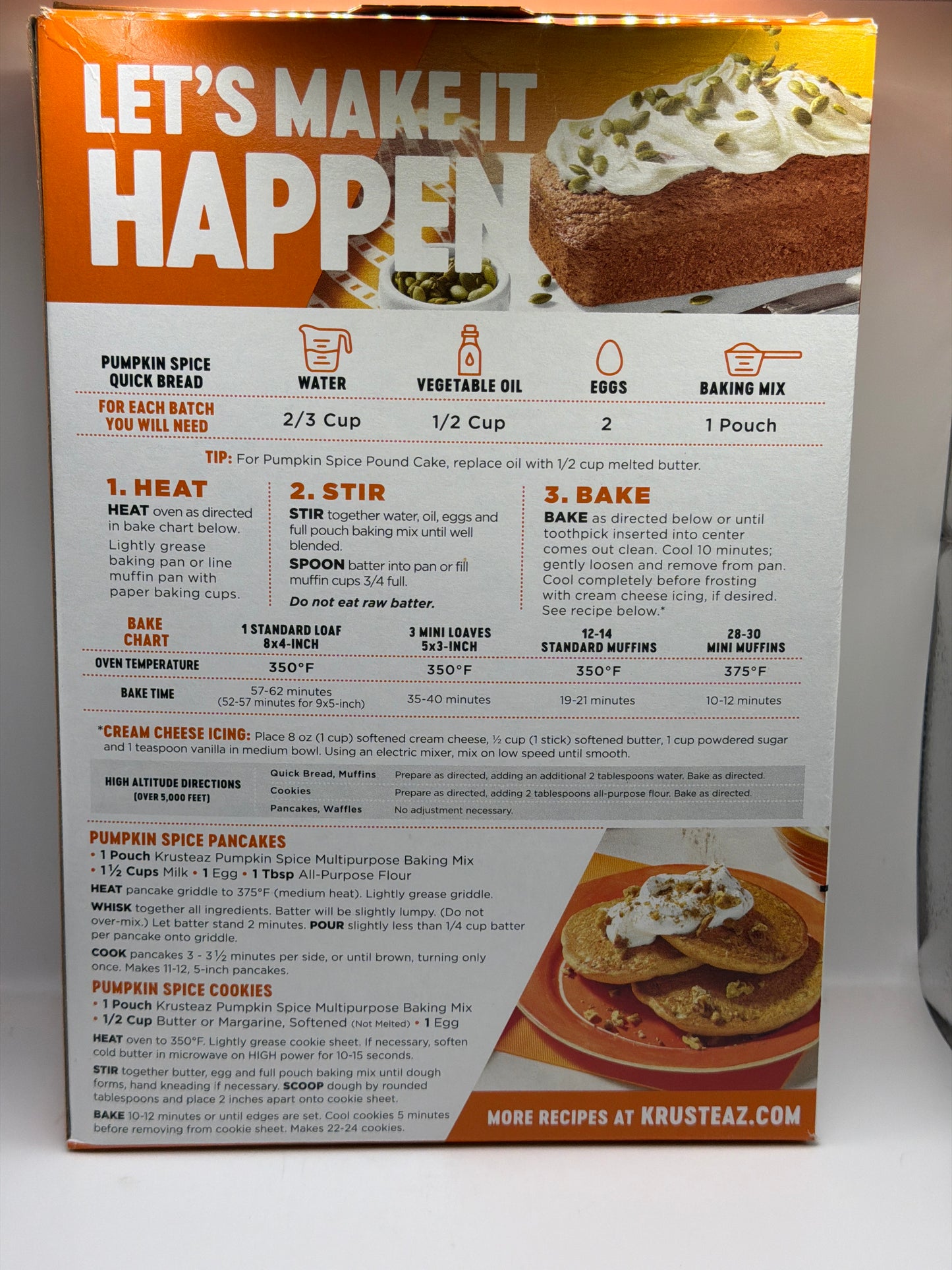 Krusteaz Multipurpose Baking Mix Pumpkin Spice Wuixk Bread, Pancakes or Cookies 1.27kg