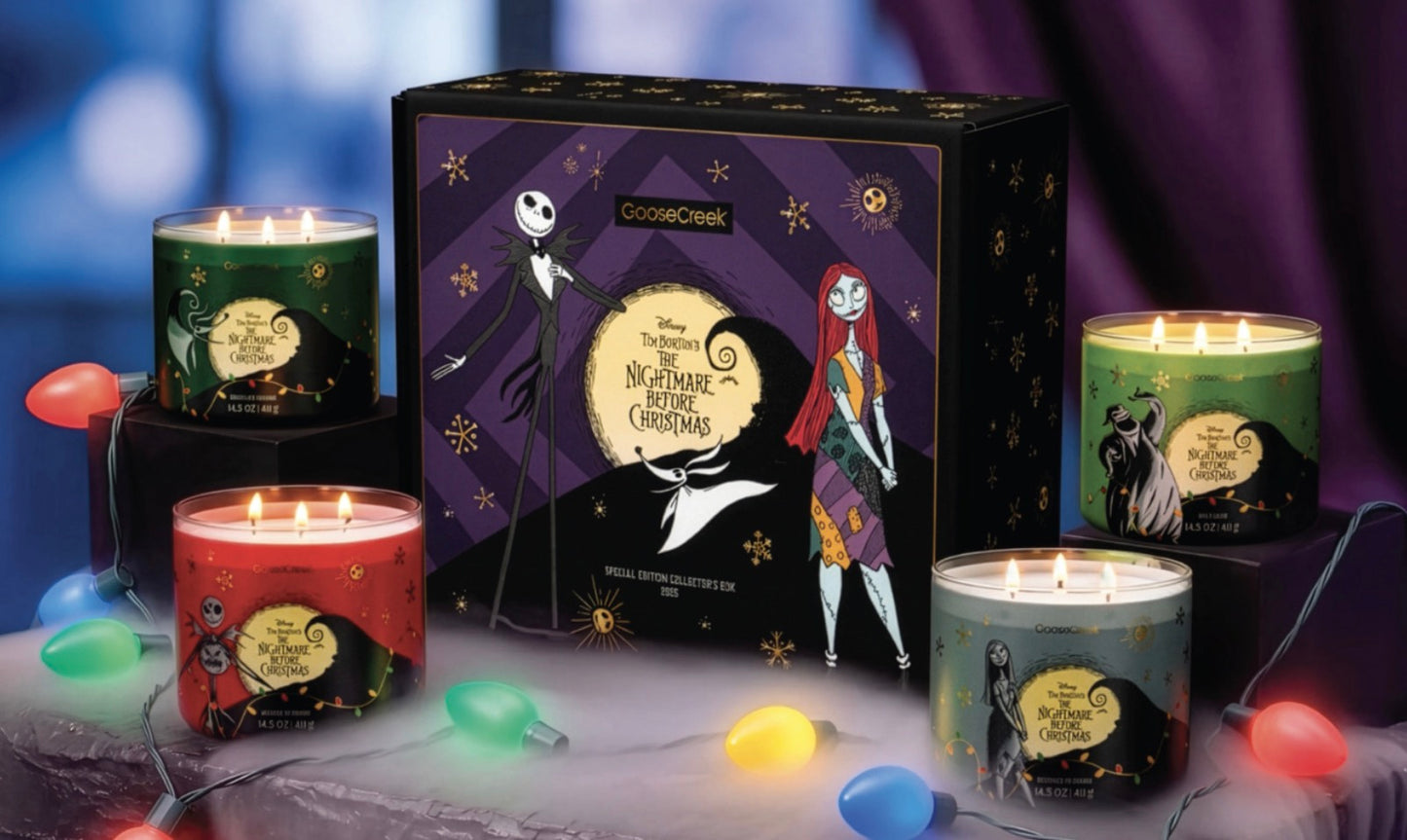 Goose Creek Tim Horton’s Nightmare Before Christmas 4 pack collectors box set 4 x 3 wick candles limited edition