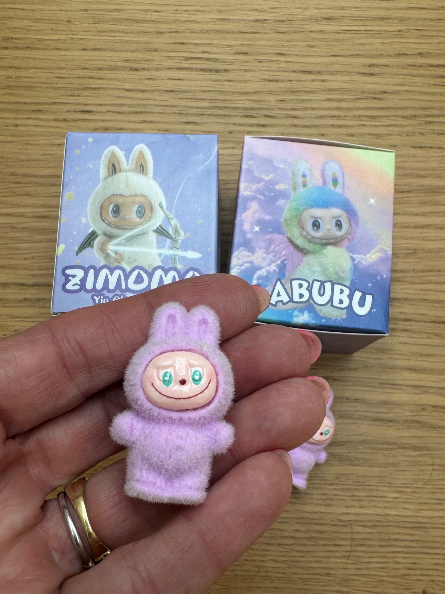 Labubu Mini Flocked Figures Blind bag Collectable set of 3 -see description below