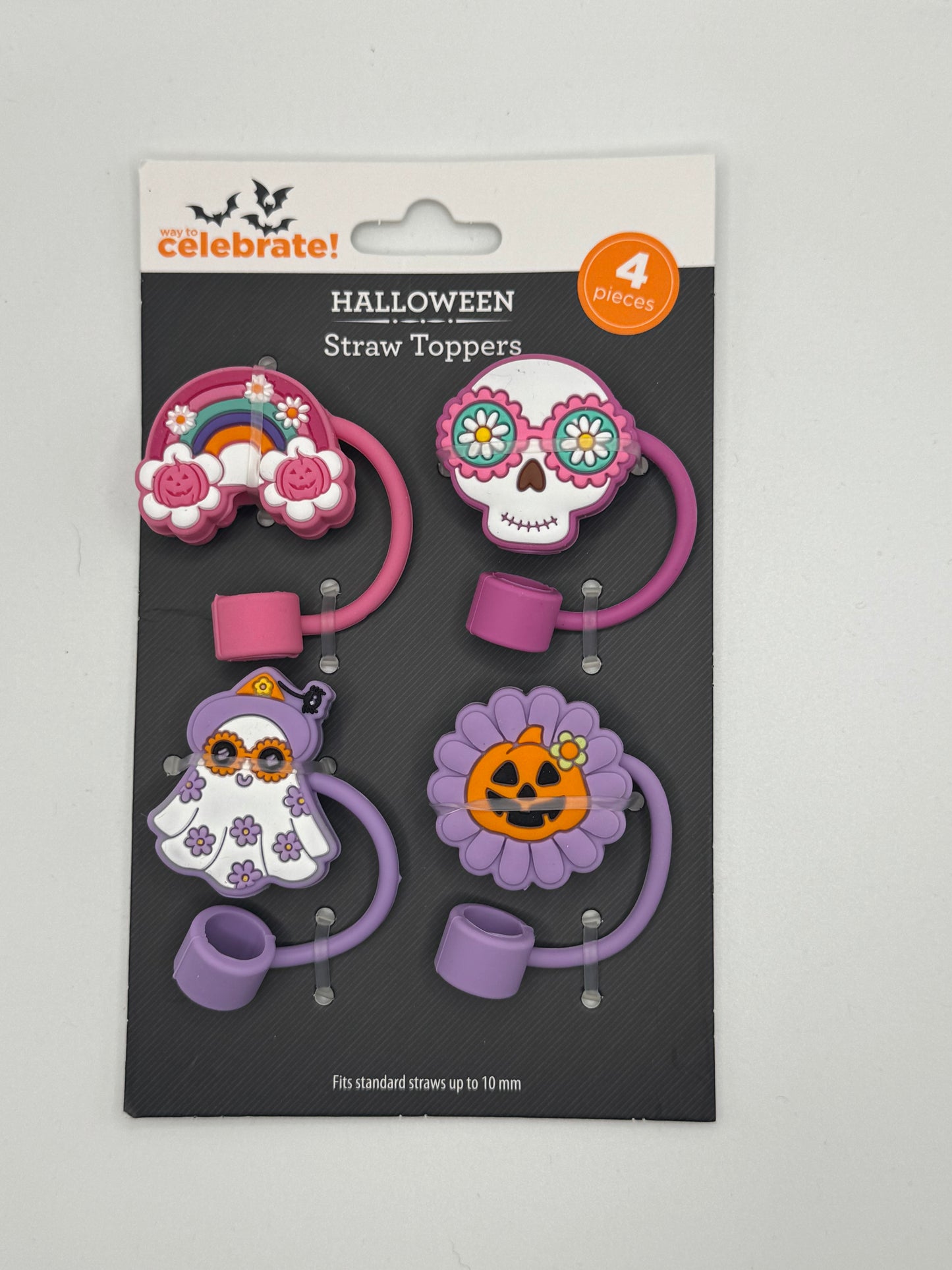 Halloween straw toppers pack of 4 