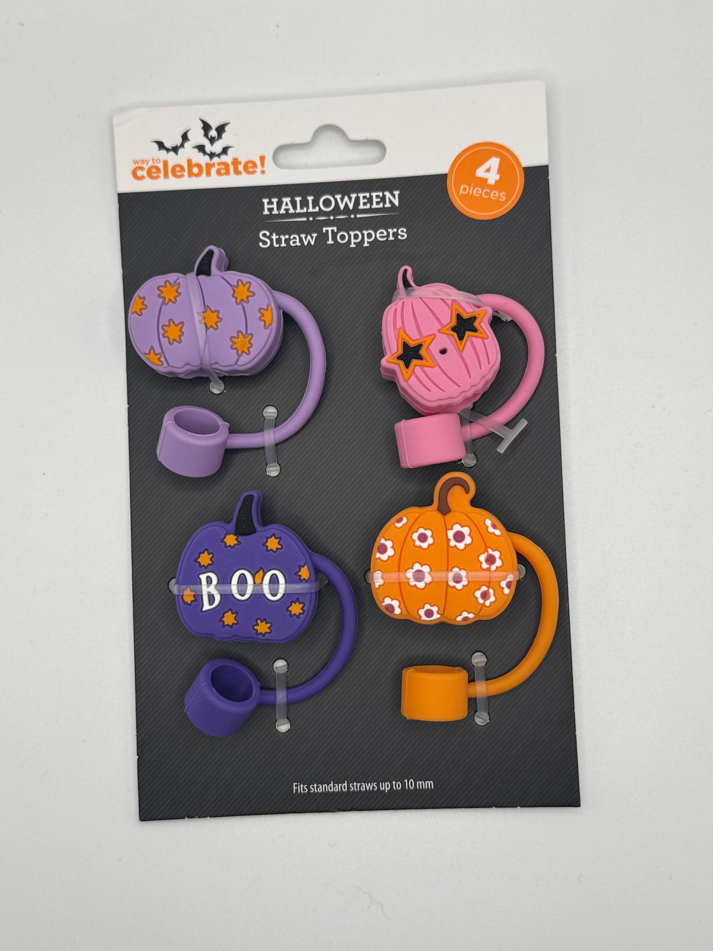 Halloween straw toppers pack of 4 