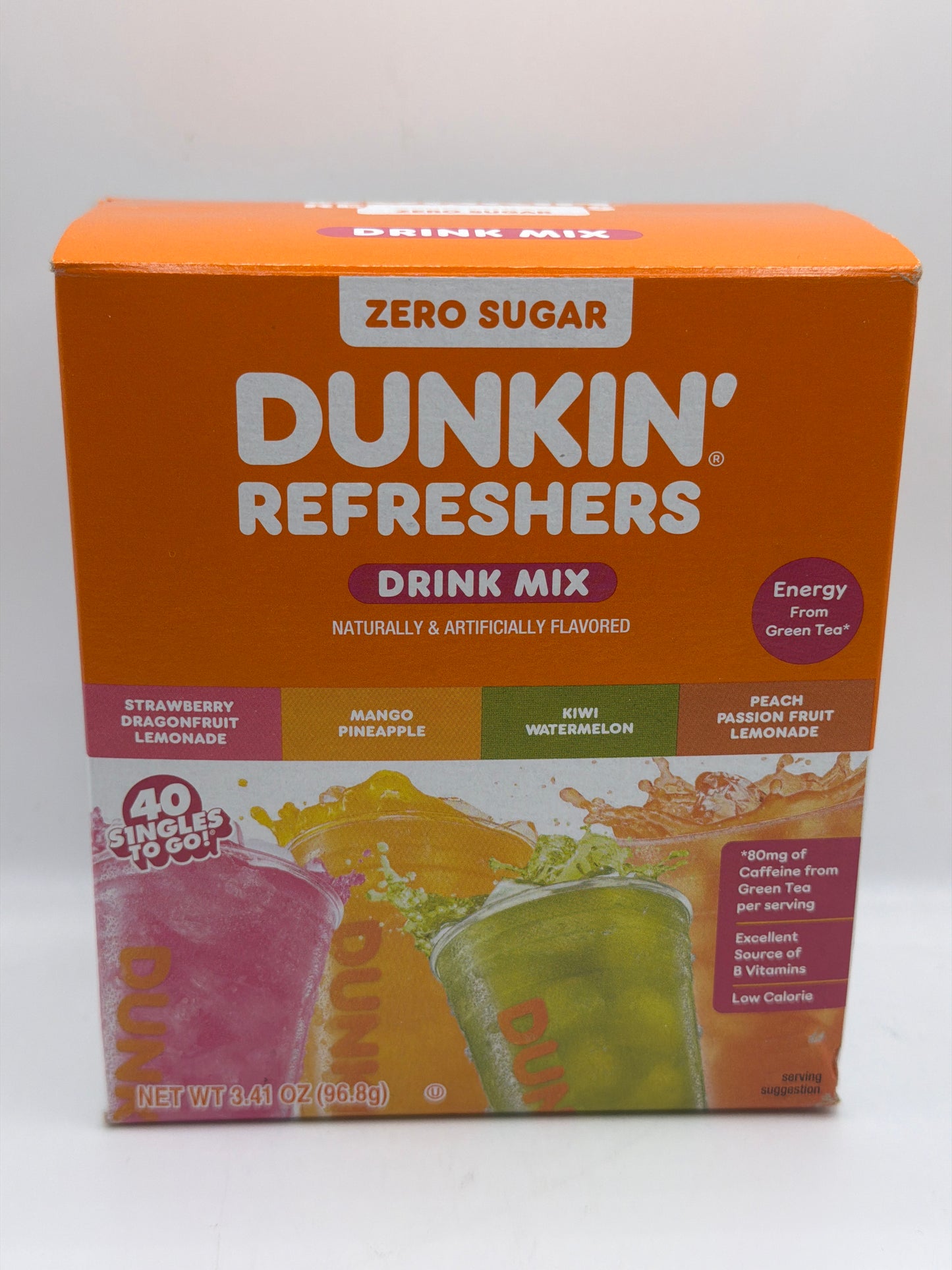 Dunkin Refreshers Drink Mix Zero Sugar Pack Of 30 or 40 Mixed Flavour Singles