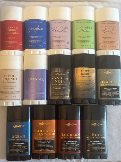 BBW Antiperspirant Deodorant Stick Various Scents Men & Women’s 77g