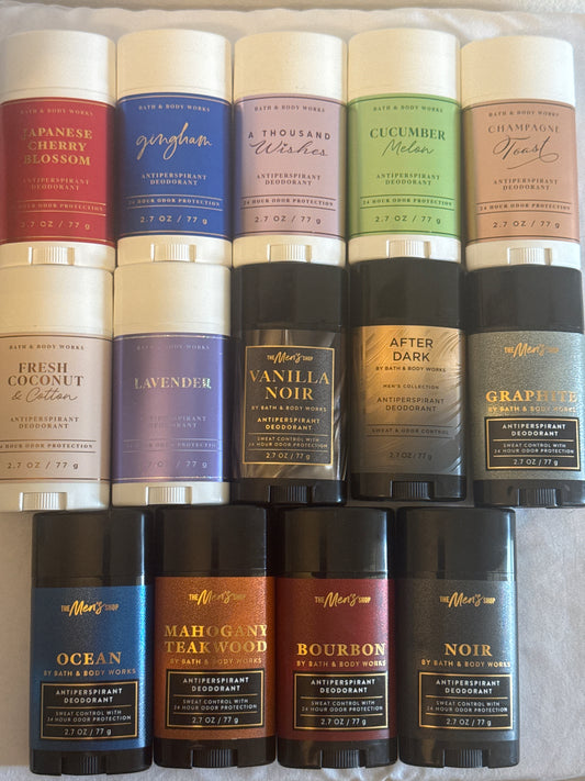 BBW Antiperspirant Deodorant Stick Various Scents Men & Women’s 77g
