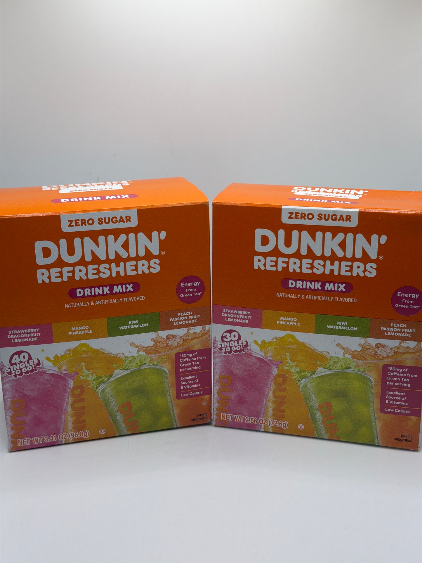 Dunkin Refreshers Drink Mix Zero Sugar Pack Of 30 or 40 Mixed Flavour Singles