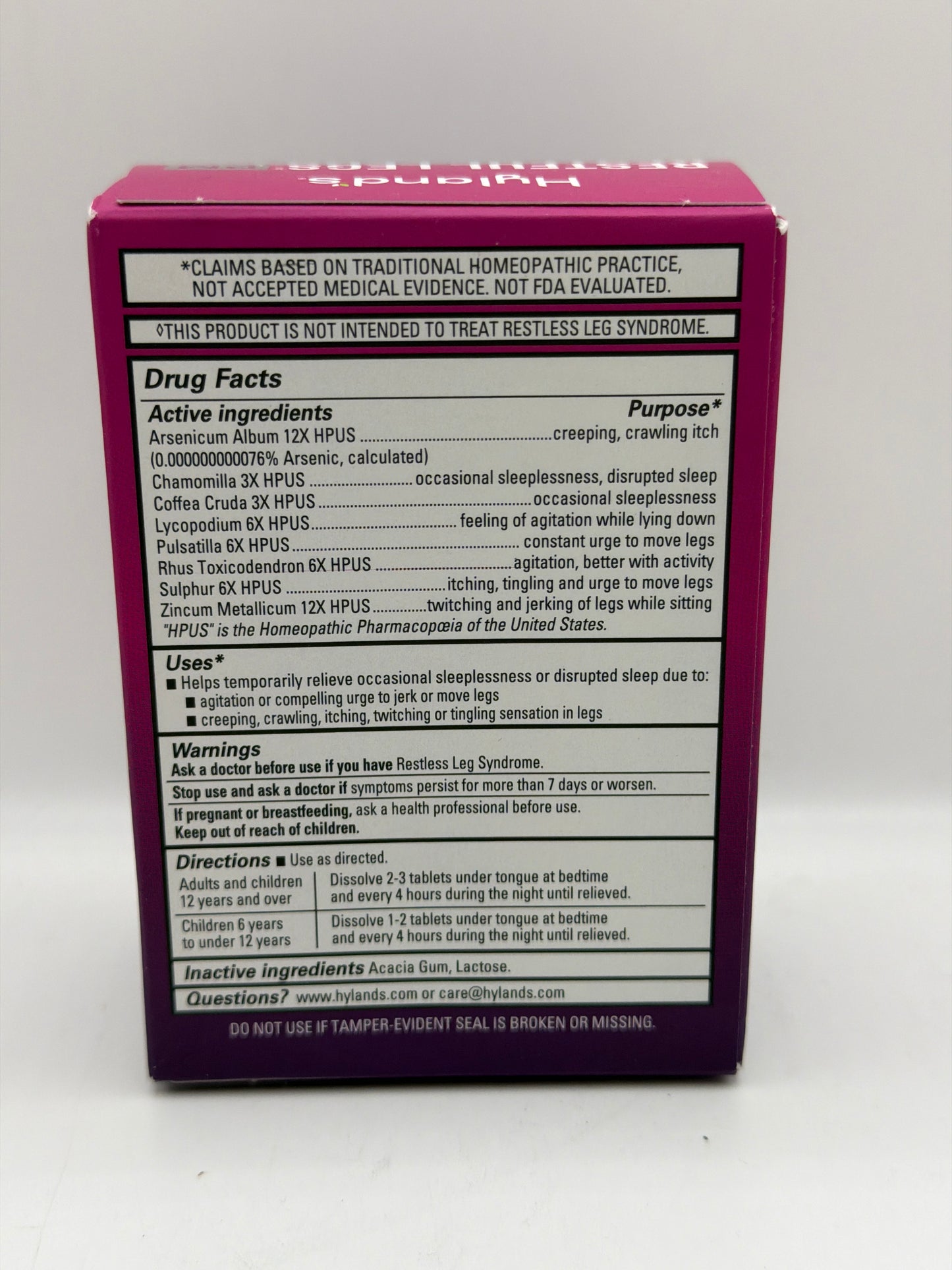 Hylands Restless Legs PM 50 Quick Dissolving Tablets Homeopathic