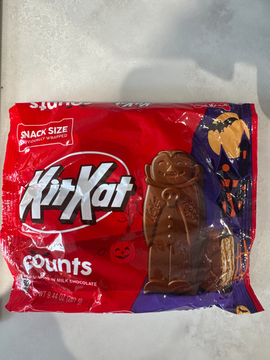 Kitkat Counts individually wrapped Halloween chocolate snack size counts.