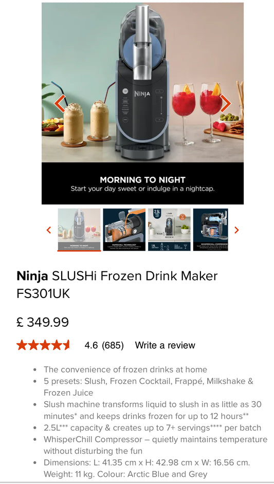 Prize draw for Ninja Slushie Maker BNIB worth over £349!!