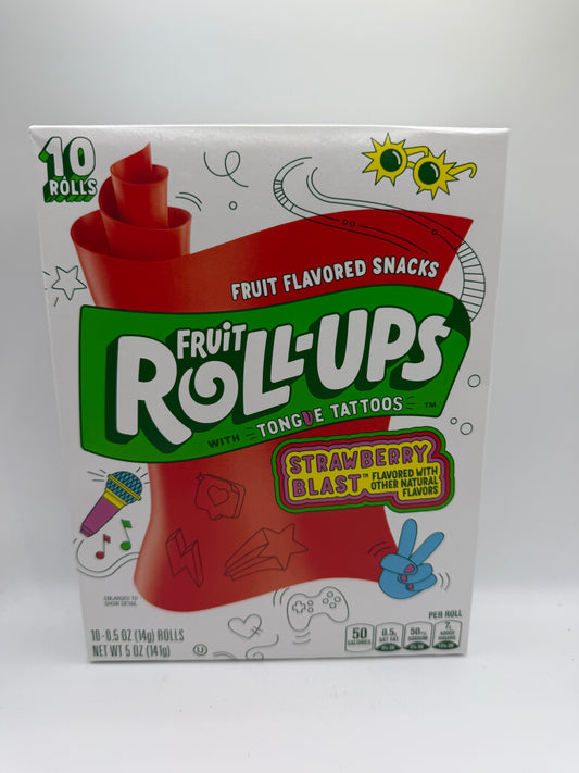 Fruit Roll-Up with Tongue Tattoos Strawberry Blast box of 10