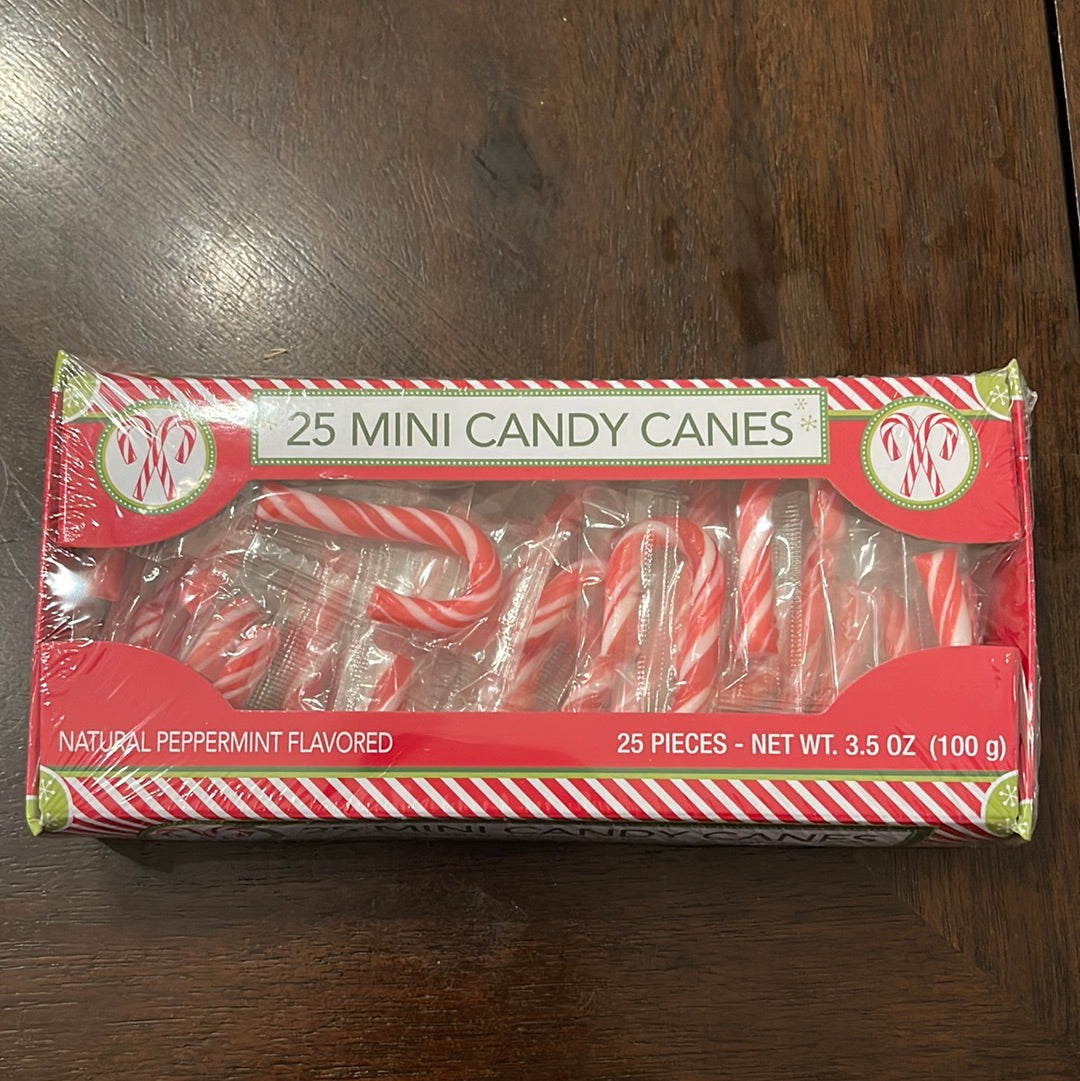 Peppermint Candy Canes 25 Mini Wrapped