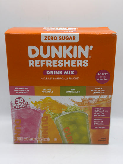 Dunkin Refreshers Drink Mix Zero Sugar Pack Of 30 or 40 Mixed Flavour Singles