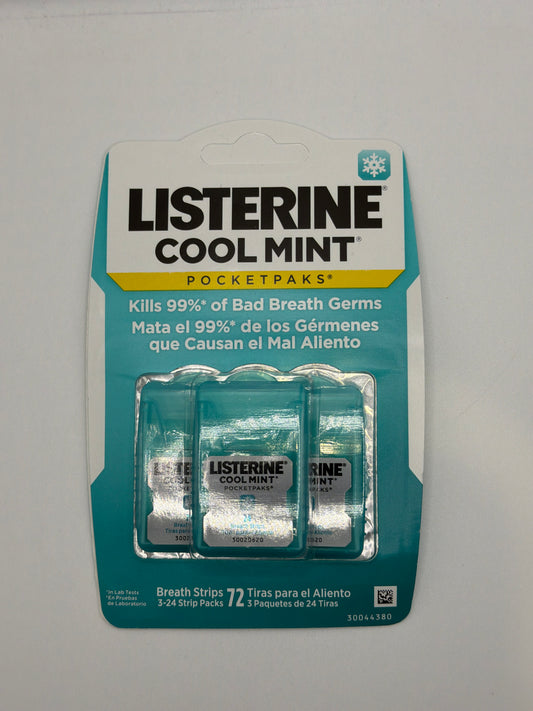 Listerine Cool Mint Pocketpaks Breath Strips 3x 24ct packs