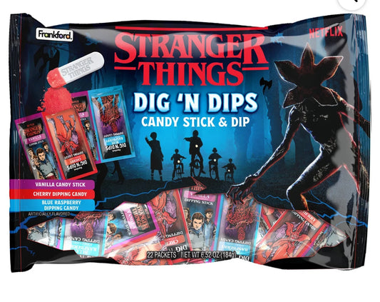 Stranger Things Dig N Dips Candy Stick & Dip Limited Edition . 22 packets per bag.