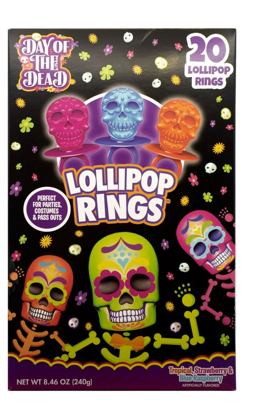 Halloween Day of The Dead Lollipop Rings box of 20