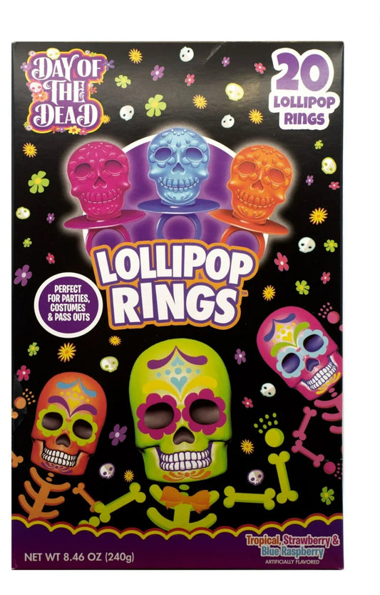 Halloween Day of The Dead Lollipop Rings box of 20