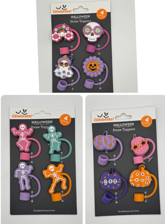 Halloween straw toppers pack of 4 ￼
