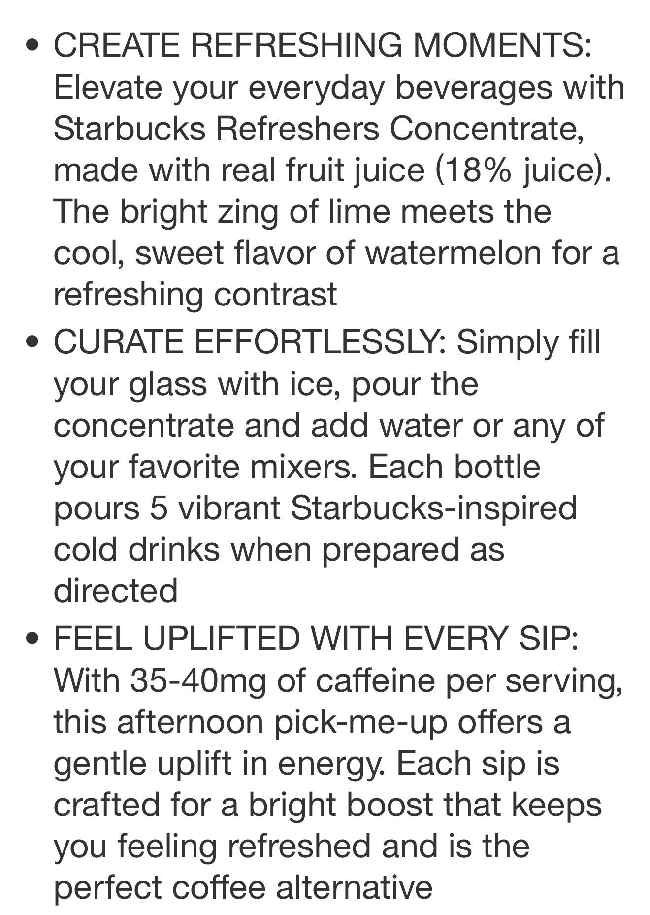 Starbucks Refreshers Concentrate Various Flavours