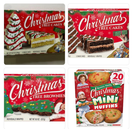 Little Debbie’s Christmas snack cakes, muffins and brownies individually wrapped