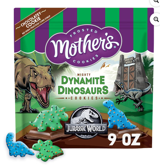 Mother's Chocolatey Dynamite Dinosaurs Cookies, Inspired by Jurassic World, 1 Resealable Bag, 9 oz
