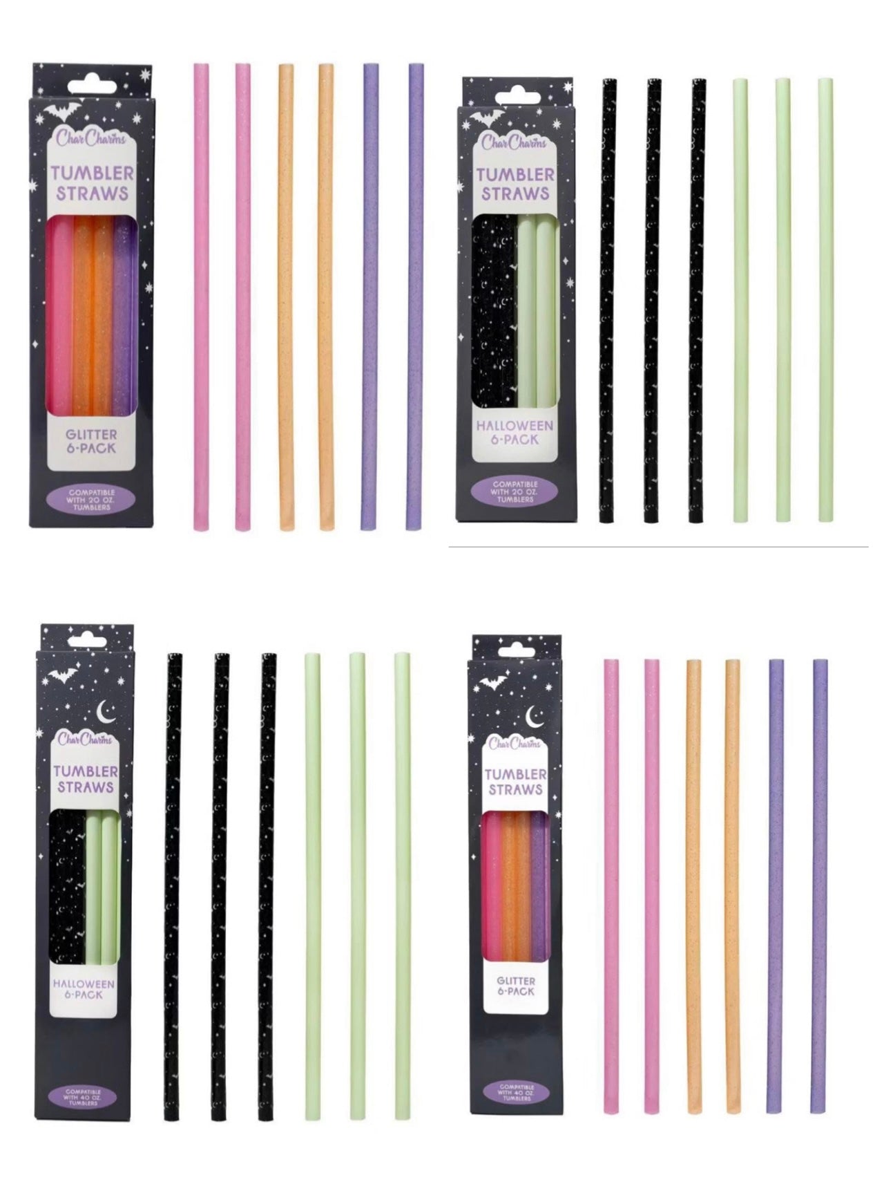 Tumbler Halloween Straws for various sizes pack of 6
