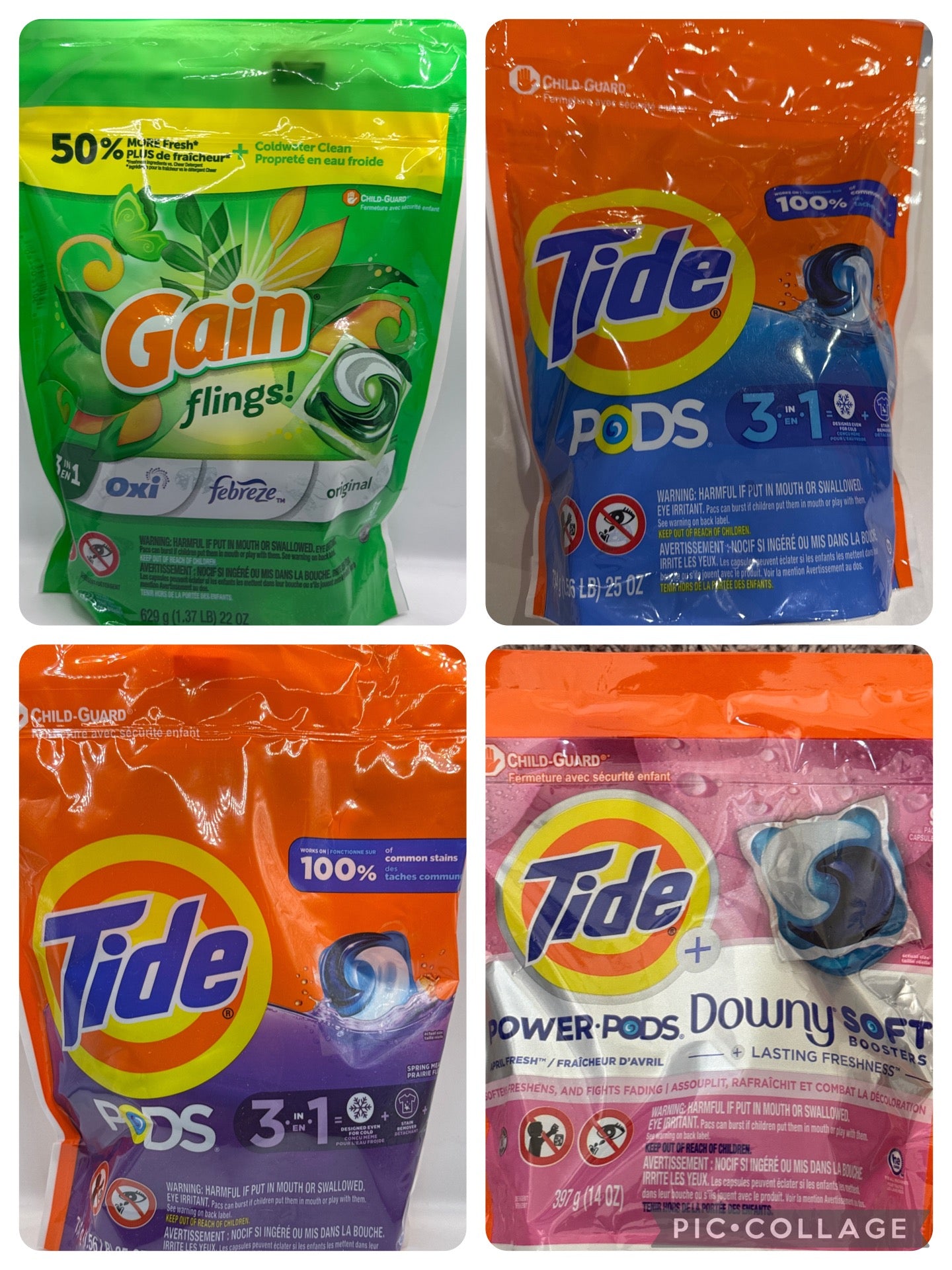 Tide & Gain Laundry Pods Various sizes and scents