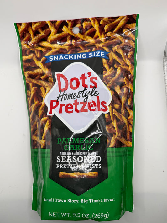 Dots Homestyle Pretzels Parmesan Garlic Seasoned Pretzel Twists 9oz bag