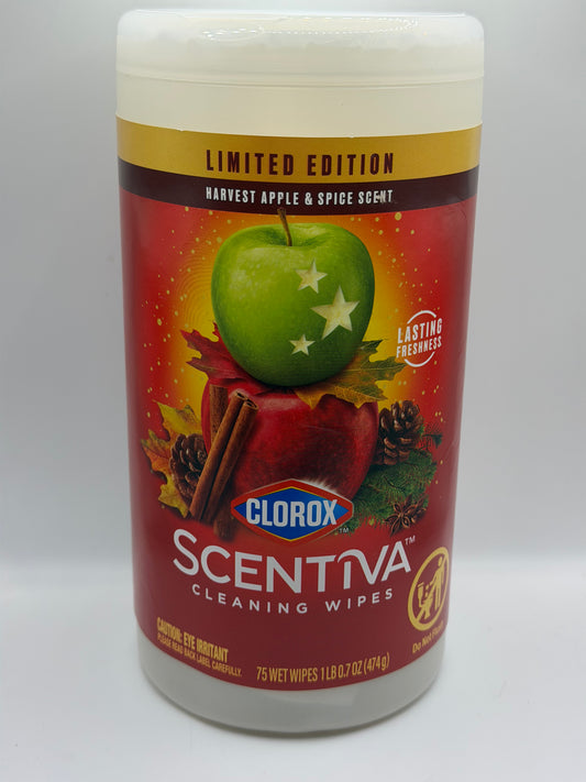 Clorox Scentiva Cleaning Wipes Harvest Apple & Spice Scented in resealable tub